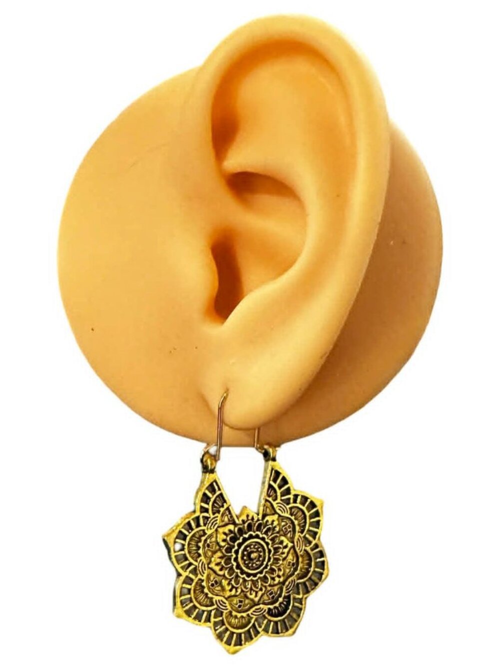Gypsy Dangle Earrings Gold Tone Tribal Ethnic Dangle Earrings Women Mandala